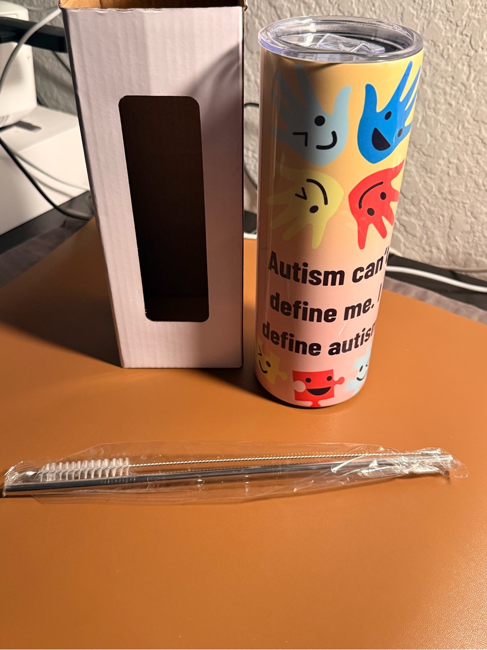 Colorful Autism Awareness Travel Tumbler